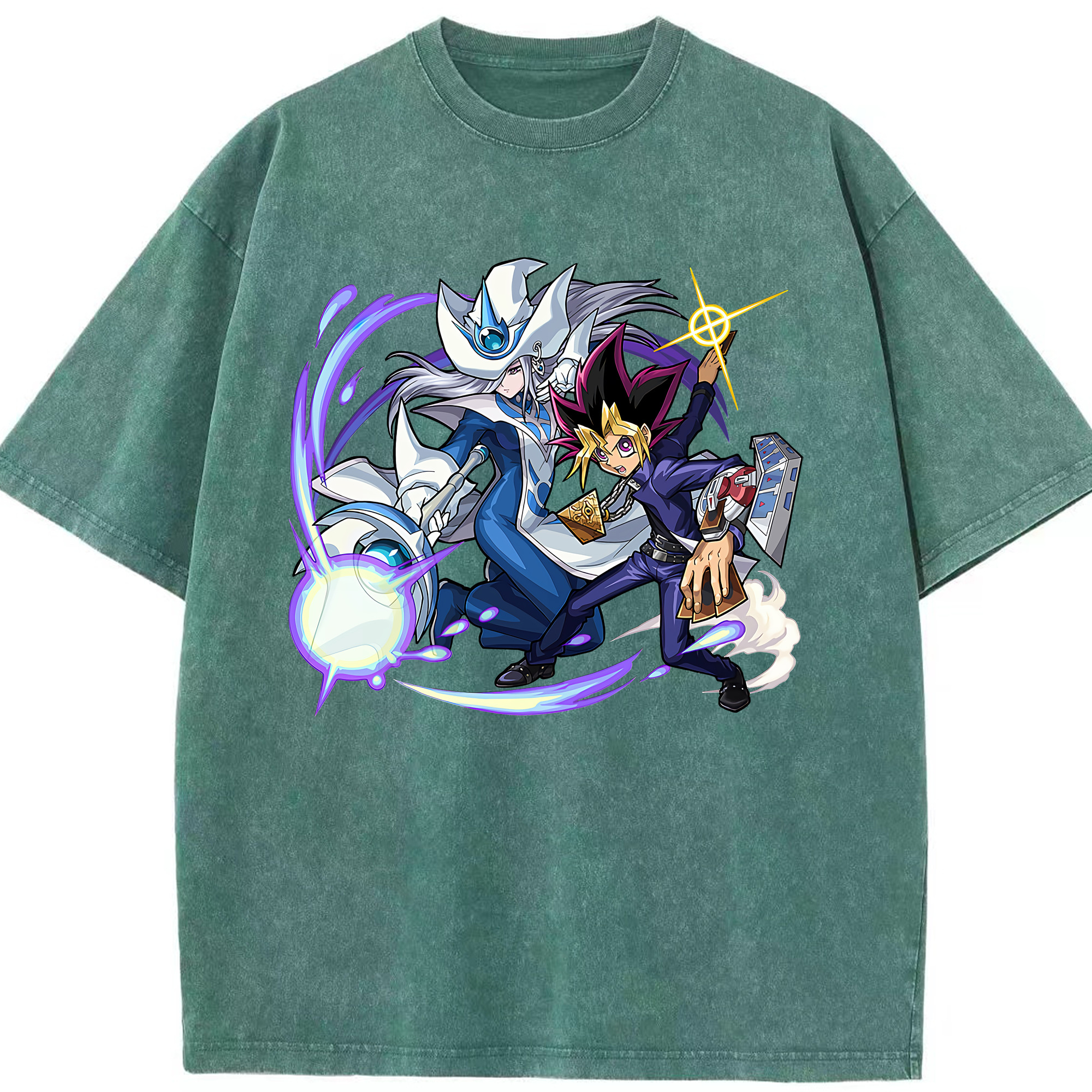 （画像用） 遊☆戯☆王 Yu-Gi-Oh! 綿100% ヴィンテージ風 半袖Tシャツ（フロントプリント）